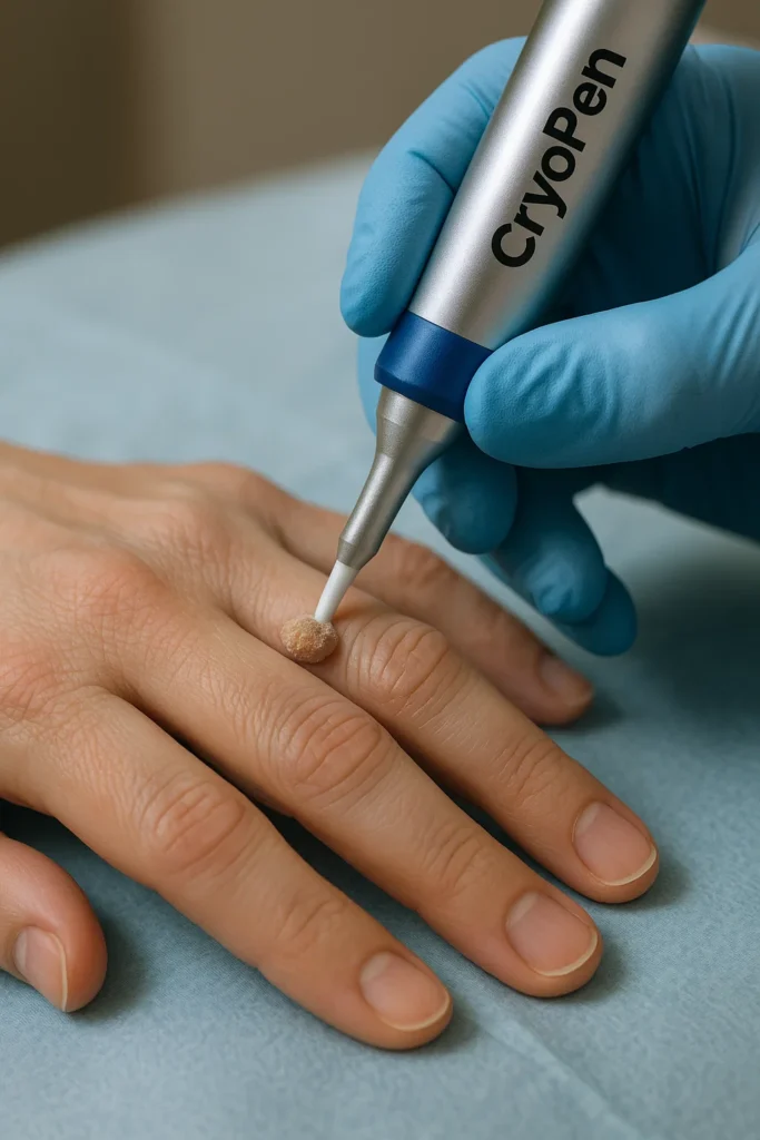 example of cryopen wart removal Sudbury treatment on a persons finger