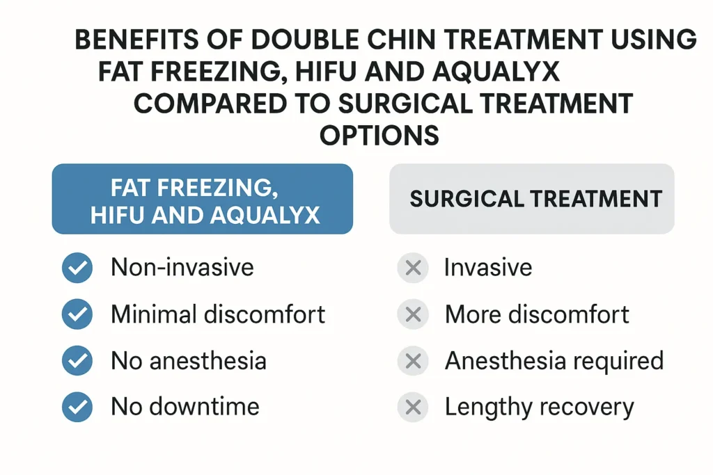 Graphic about the benefits of double chin treatment Sudbury - from LA LIPO