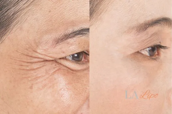 Before and after results of woman - HI-fu wrinkles reduction treatment Sudbury