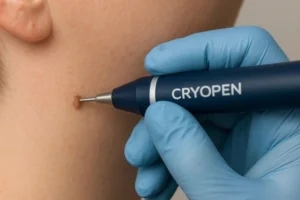 Person receiving skin tag removal Sudbury